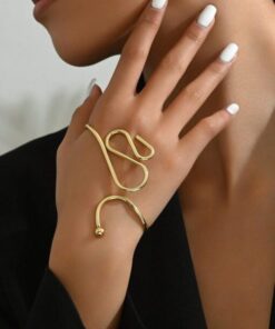 SHEIN Fashionable Golden Geometric Wrap Palm Bracelet