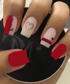 Instantly Upgrade Your Look With 24pcs Red Short Square Fake Nails