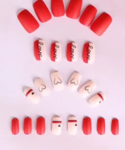 Instantly Upgrade Your Look With 24pcs Red Short Square Fake Nails