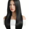 SHEIN Long Straight Black Wig With Bangs