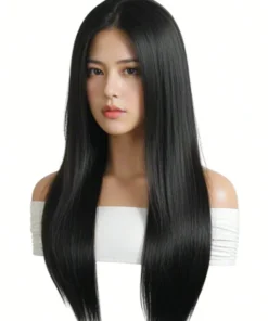 SHEIN Long Straight Black Wig With Bangs