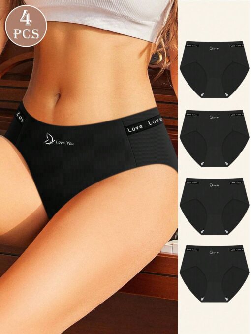 SHEIN MIOTAN 4pcs Women Smooth & Soft Triangle Panties