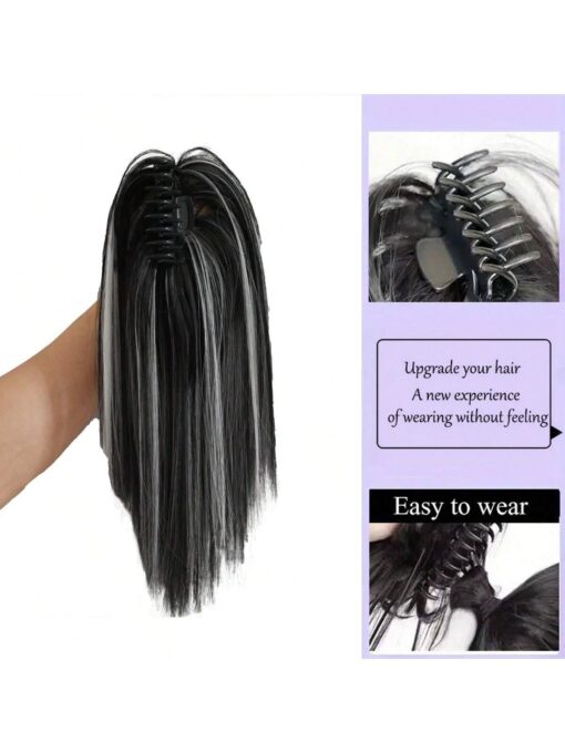 SHEIN Synthetic Waterfall Long Straight Hair Claw Clip Ponytail Extension - Image 3